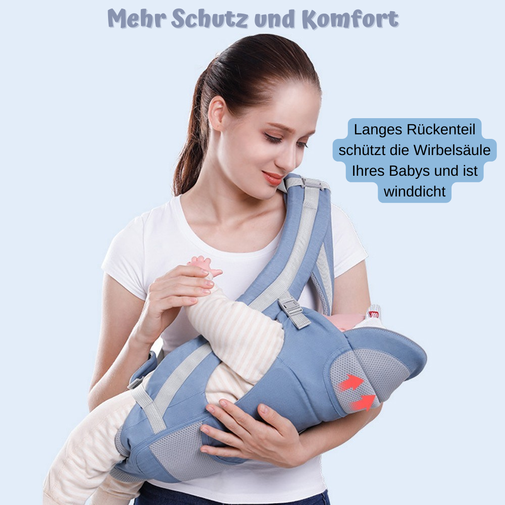 Ergonomische Babytrage mit Kängurutasche
