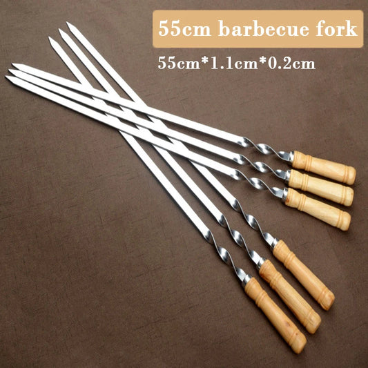 Schaschlik-Spieße mit Holzgriff aus Edelstahl gedreht 6 St.