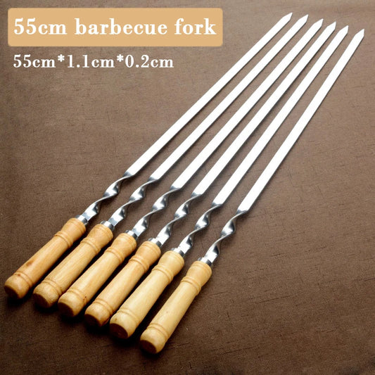 Schaschlik-Spieße mit Holzgriff aus Edelstahl gedreht 6 St.